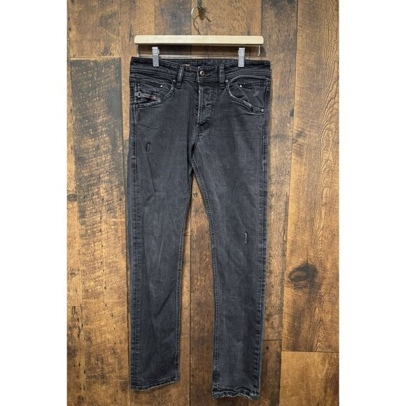 Diesel Mens Belther Regular Slim Tapered Black Pants 30x31 - Picture 1 of 6
